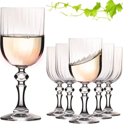 Produktbild von IMPERIAL geriffelte Weingläser 320ml "Prag" Set 6-Teilig Weißweingläser aus Crystalline Glas Spülmaschinenfest Vintage