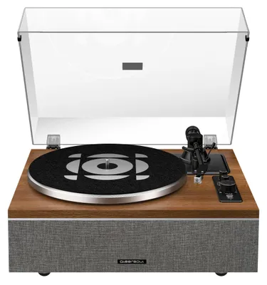 Obrázek produktu pro Gramofon na vinyl – ořechové dřevo – 33/45 otáček – Bluetooth – s reproduktory – s pohonem řemenem