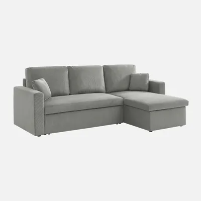 Produktbild von sweeek -  3-Sitzer Ecksofa mit Schlaffunktion - Hellgrau