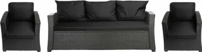 Obrázek produktu pro Zahradní polštáře na polyratanový nábytek 5místný Černý|Sedací na pohovku 150x60, 2 polštáře na židle 56x50, polštáře na zahradní nábytek