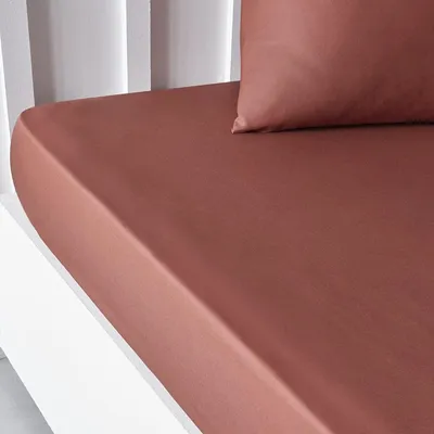 Imagen del producto de Sábana ajustable 160 x 200 cm de 100% algodón en terracota