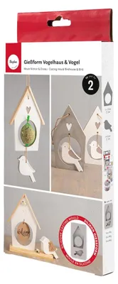 Productafbeelding van Siliconen gietvorm - Vogelhuis en vogel - 2 motieven - 14,5 x 26 x 2 cm
