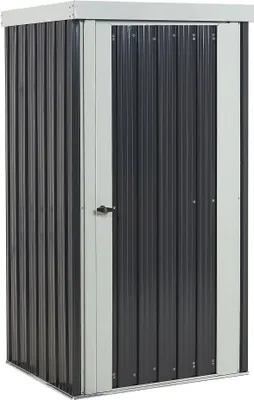 Produktbild von BELIANI Gerätehaus Grau Metall Stahl-Trapezblech 98 cm mit Tür Pultdach Integrierter Dachrinne Geräteschuppen Modern Garten Terrasse Außenbereich