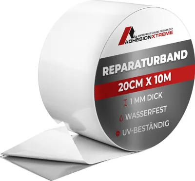 Produktbild von ADHESION XTREME Reparaturband Flicken für Pools, Wohnwagen, Fenster, Abdichtband wasserdicht selbstklebend wetterfest (Weiss, 20cm breit 10m lang)