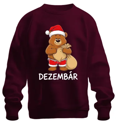 Obrázek produktu pro DEZEMBÄR Christmas Bear Cartoon Bear Christmas Gift Secret Santa Uni mikina, vínová, M