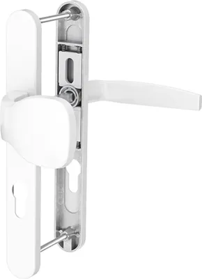 Produktbild von Schmalrahmengarnitur PZ Lochung 92mm Wechselgarnitur Haustürbeschlag Weiss RAL9016 Knopf/Drücker 87-102mm nein