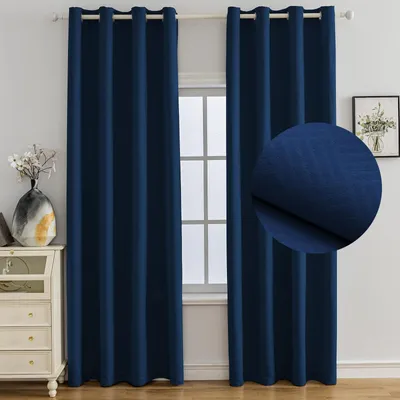 Productafbeelding van Set van 2 thermo-verduisterende gordijnen - Blauw, 117x137 cm