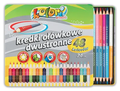 Produktbild von Kolori Premium doppelseitige dreieckige Buntstifte, 24 Stück, 48 Farben, Penmate