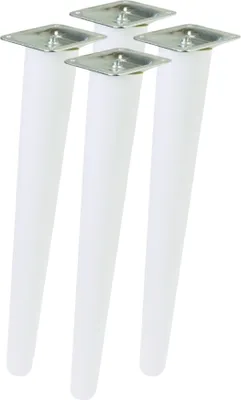 Produktbild von Schräg Buchenbein UNIQ 40 cm mit Montageplatte Weiß 4 Stück