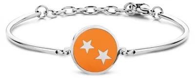 Produktbild von CO88 Collection Zodiac 8CB-90324 Stahlarmband mit Anhänger – Sternzeichen Zwillinge 15 mm – Einheitsgröße – Silberfarben / Orange