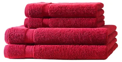 Produktbild von 4er Set Frottee 2x Handtücher 2x Duschtücher Elegance 100% Baumwolle 500 gsm 50x100 cm 70x140 cm rot