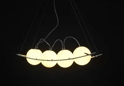 Image de Lampe design suspendue en verre teinté, blanc/argent, Lampe