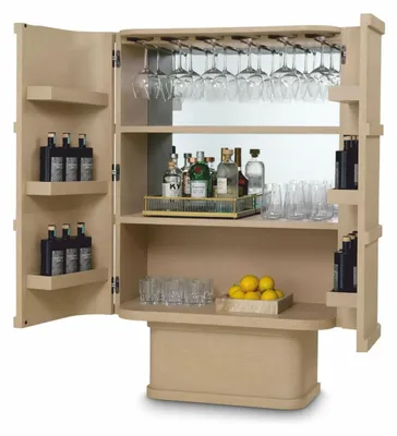 Obrázok produktu pre Casa Padrino luxusná barová skrinka / vinotéka s 2 dvierkami béžová v. 145,5 cm - Barový nábytok