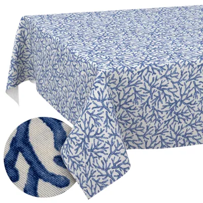 Tischdecke Maritim Korallen Blau 280x140cm Schnittkante Wasserabweisend abwaschbar, Hauptbild