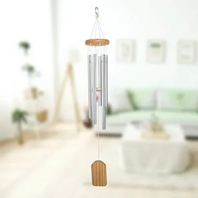 Produktbild von Windspiel mit 6 Metallröhren, 64,8 cm, Holz/Aluminium, Dekoration Garten Terrasse Outdoor