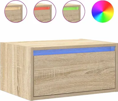 Immagine prodotto di vidaXL Comodino a muro con luci LED Rovere Sonoma