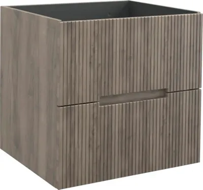 Produktbild von Jungborn Waschbeckenunterschrank SEDICI BxHxT 60 x 57 x 50 cm Frontfarbe nussbaum geriffelt inkl. Einzelsiphon