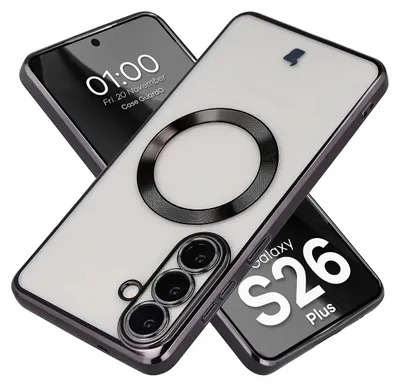 Produktbild von Handyhülle mit Kameraschutz und Magnetring für Galaxy S26 Plus, Bizon Case GuardO, Transparent-Schwarz