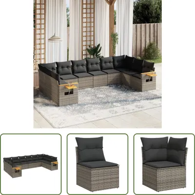 Produktbild von The Living Store 10-tlg. Garten-Sofagarnitur mit Kissen Grau Poly Rattan