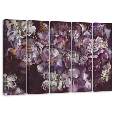 Produktbild von 5-teiliges leinwandbild irisblüte 100x70 cm Feeby rosa wandbild bereit zum aufhängen