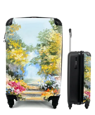Produktbild von MuchoWow® Koffer Handgepäck Trolley Rollkoffer Kleine Reisekoffer mit 4 Rollen - Malerei - Blumen - Natur - Ölfarbe - Cabin Size < 55x40x23 cm & 55x40x20 cm - Fotokoffer - Kabinenkoffer - Boardgepäck - Reise-Box - Reisekoffer - Reisegepäck - Koffer mit Bild - Trolley für Kinder