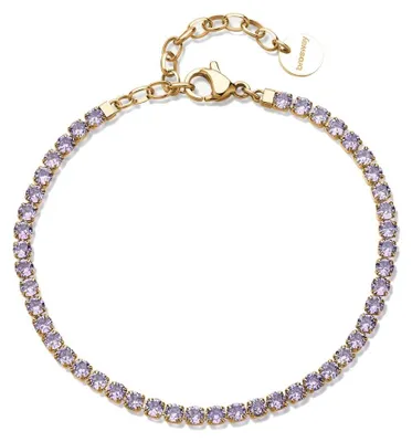 Immagine prodotto di Bracciale tennis placcato oro con zirconi viola Desideri BEI104