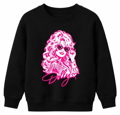 Produktbild von Dolly Parton Country Musik Sängerin Cowgirl Western Kinder Sweatshirt Pullover, Schwarz, 128