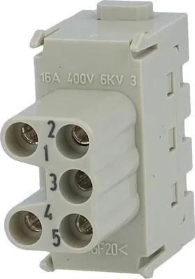 Produktbild von HARTING Han ES Modul Buchseneinsatz (F) Käfigzugfederanschluss, 5-polig 400V, 16A - 1 Stück