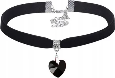Obrázek produktu pro CHOKER CLASSIC HANDSHIP WITH CIRCLE HEART PENDANT Gothic BLACK