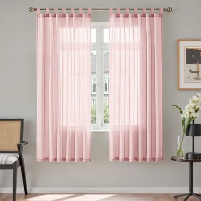 Geborduurtes Raffhalter-Gardine 140x175 cm rosa Polyester