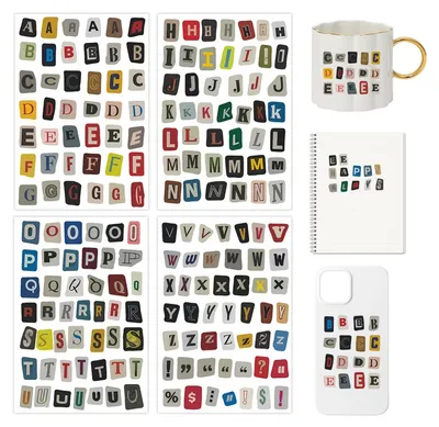 181 Buchstabenaufkleber, selbstklebend, Vintage-Stil, für Scrapbooking