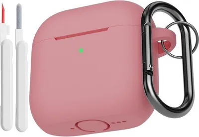 Produktbild von Famanu Silikonhülle für AirPods 4 mit Reinigungsset und Karabiner - Schutz in Bonenrosa