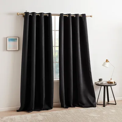 Produktbild von Topchances Vorhänge 213cm x 132cm,Thermo Verdunklungsgardine Ösenschal Deko Vorhang Blickdicht Verdunkelung Gardine, Schwarz
