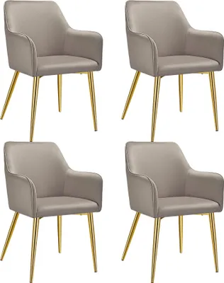 Four armchairs arranged in a grid on a white background.