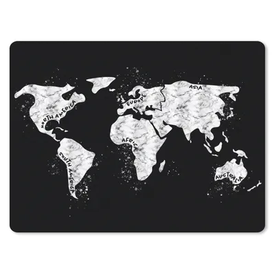 Produktbild von MuchoWow® Mauspad Mousepad Weltkarte - Marmor - Schwarz - Weiß 40x30 cm - Mousepads - Maus Mat - Pad - Mausunterlage - Anti Rutsch