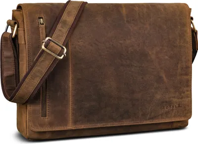 Produktbild von ROYALZ "New Jersey" Echt Leder Umhängetasche Herren groß - moderne Vintage Männer Ledertasche als große Laptop Tasche 13 - 15.6 Zoll Bürotasche Aktentasche Unitasche