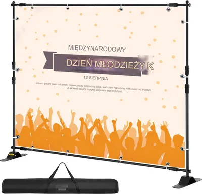 Zdjęcie produktu dla Stojak baner stelaż ścianka tło regulowany czarny 300 cm 240 cm premium