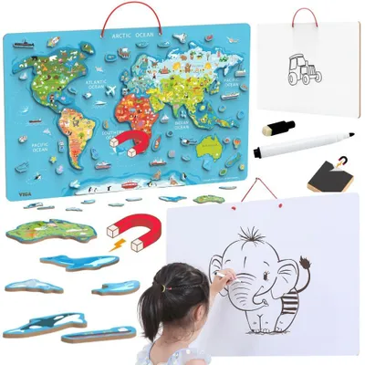 Produktbild von Viga 2in1 Lerntafel mit magnetischer Montessori-Weltkarte