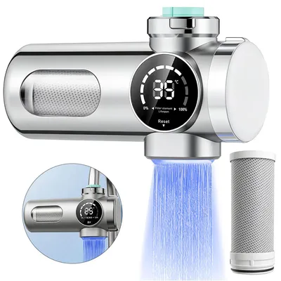 Produktbild von Wasserfilter Wasserhahn mit LED-Anzeige, Wasserfilter für Wasserhahn Trinkwasserfilter entfernt Chlor, Schwermetalle&Kalk, UV-Sterilisation Leitungswasserfilter,für Küche Reisen Haustiere