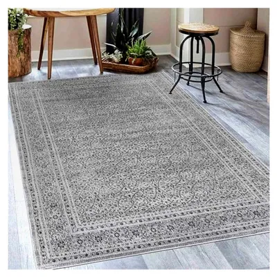 Produktbild von Grau Moderner Vintage Teppich - Teppich für Wohnzimmer, Schlafzimmer - Kurzflor Rechteckig - Weiche Teppiche - Grau - 200 x 300 cm