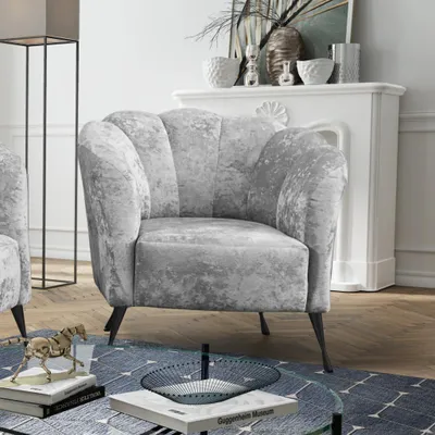 Produktbild von Ravio Cocktailsessel Adria, Stilvoll Muschelsessel, Muschelstuhl, Freizeitsessel für Wohnzimmer, Armlehnstuhl (Eureka 2132 + Schwarze Beine)