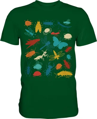 Produktbild von Bunte Insekten Käfer T-Shirt – Bottle Green / XXL
