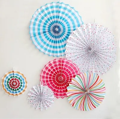 Produktbild von 6 Deko Fächer, bunt, gestreift bepunktet, Set 3