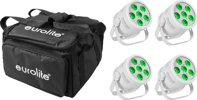 Produktbild von Set 4x LED Silent Par 6 QCL Floor ws + Soft-Bag