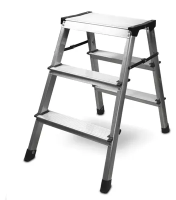 Image de Échelle pliante - Aluminium - 3 marches - Jusqu'à 150 kg - Pliable