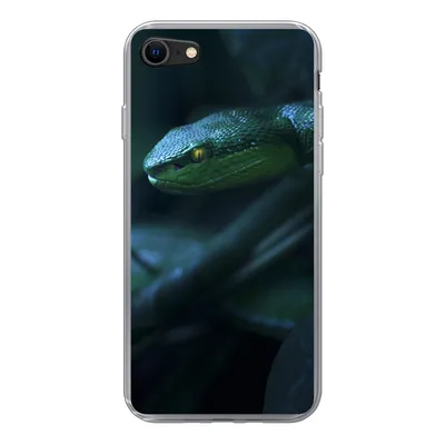 Produktbild von MuchoWow® Handyhülle Schutzhülle Hülle für iPhone 7 Schlange - Makro - Holz Silikon Softcase Handy Hülle - Kartenhalter