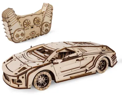 Productafbeelding van 3D-houten puzzel, sportauto, mechanisch model, voor volwassenen en kinderen, 1 set