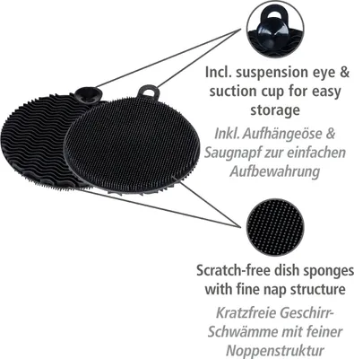 Immagine prodotto di Spugna per lavastoviglie in silicone Soft Black Set di 2