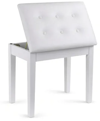 Obrázok produktu pre Klavírna stolička s úložným priestorom, 55,5 x 34,5 x 49,5 cm, biela