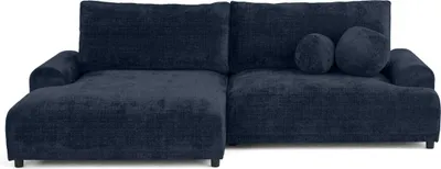 Image de Lisa Design Nelly - canapé d'angle gauche 4 places convertible avec coffre en velours texturé , Bleu